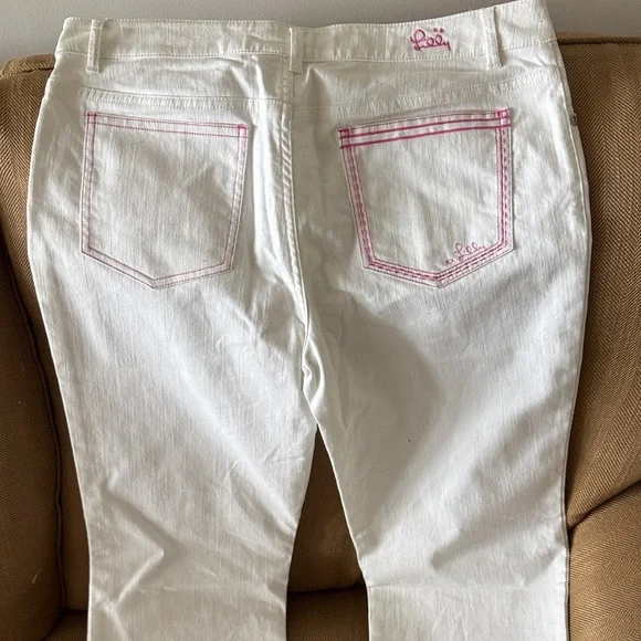 Lilly Pulitzer White Jeans with Pink Accents - Picture 4 of 4